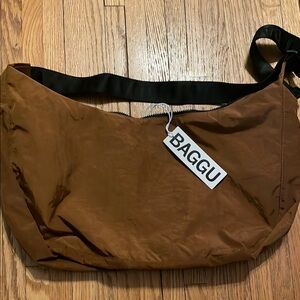 Baggu Brown Large Nylon Crescent Bag